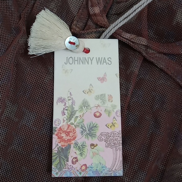 Johnny Was Biya Embroidered Mesh Top and Black Camisole - Picture 5 of 8